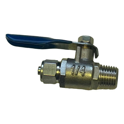 Ball Valve with 1/4" Thread and 1/4" Tube Connection