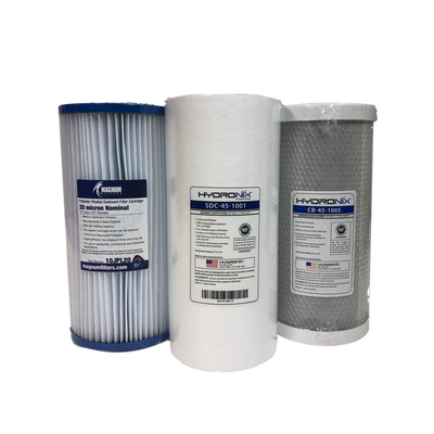 3 Stage Jumbo Replacement Pre-Filter Set with 20, 1 micron and Carbon - 10" or 20" options available