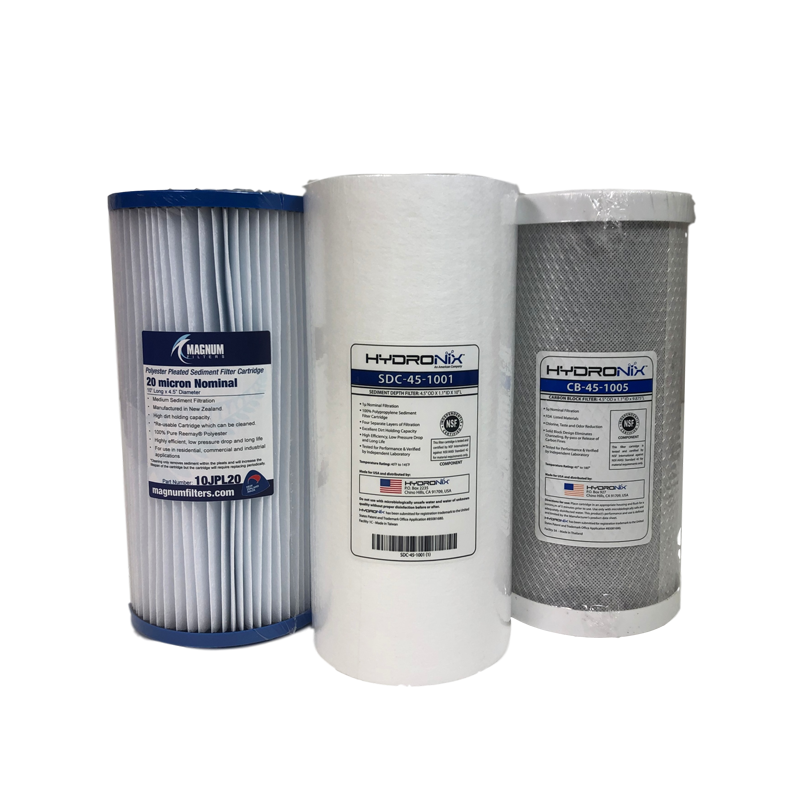 3 Stage Jumbo Replacement Pre-Filter Set with 20, 1 micron and Carbon - 10" or 20" options available