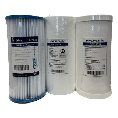 3 Stage Jumbo Replacement Pre-Filter Set with 20, 1 micron and Carbon - 10" or 20" options available