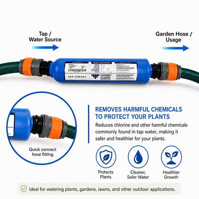 Compact Garden Hose System for removal of Chemicals from Tap Water