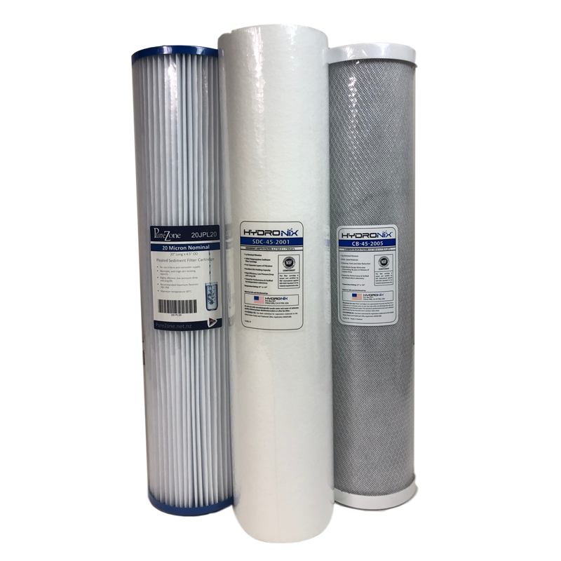 3 Stage Jumbo Replacement Pre-Filter Set with 20, 1 micron and Carbon - 10" or 20" option