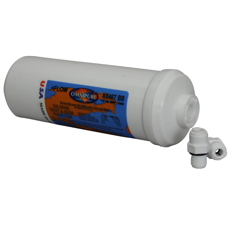 Replacement Inline GAC Filter Cartridge with Integrated 1/4" Quick Connect Fittings